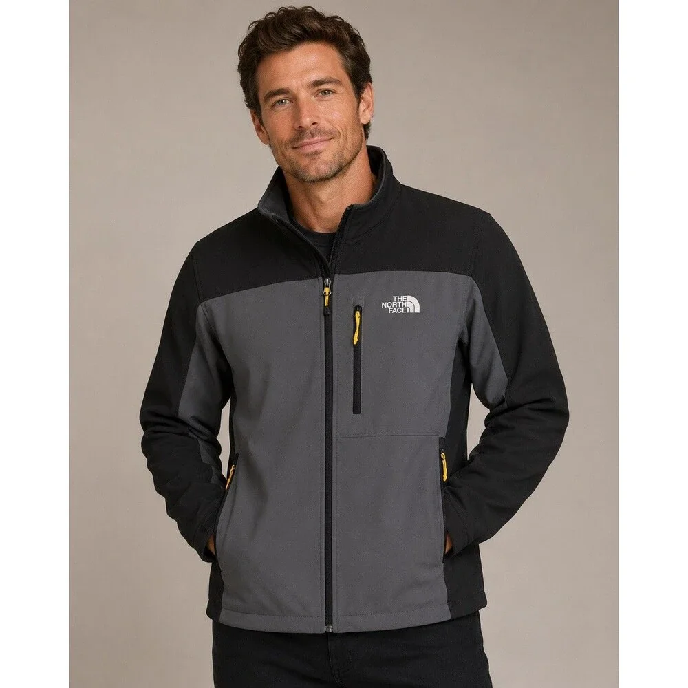 North Face Men’s Apex Bionic Softshell Gray Jacket M Windproof Water Repellent